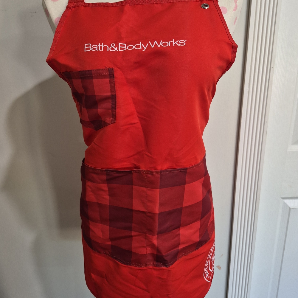 Bath & Body Works Red Apron with Plaid Details